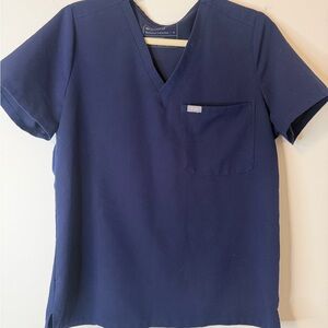 Figs Navy Blue V-Neck Scrub Top